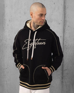 MEN BLACK THICK HIGH QUALITY EIGHTEEN HOODIE