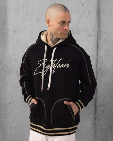 MEN BLACK THICK HIGH QUALITY EIGHTEEN HOODIE