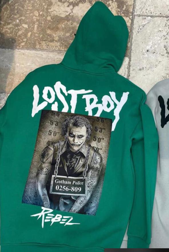 MEN GREEN LOST BOY REBEL HOODIE