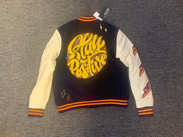 Men Navy Blue Varsity Jacket