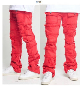 KID'S RED LAYER STACKED DENIM JEANS