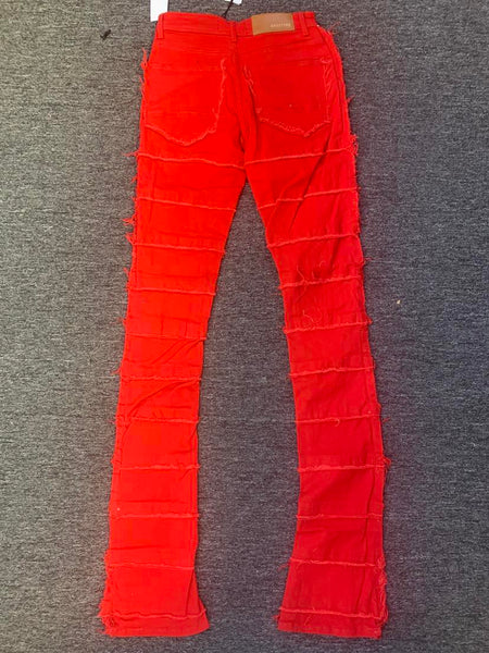 MEN RED SUPER STACK JEANS