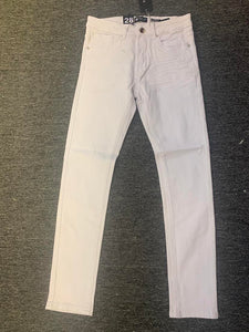 Men Solid White Skinny fit Twill Pants