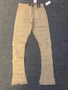 MEN Maze Lt Khaki Stacked Jeans