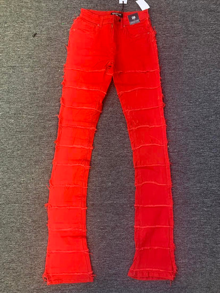 MEN RED SUPER STACK JEANS