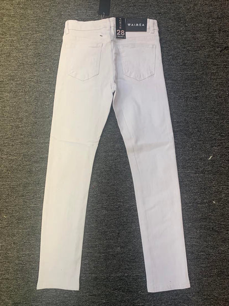 Men Solid White Skinny fit Twill Pants