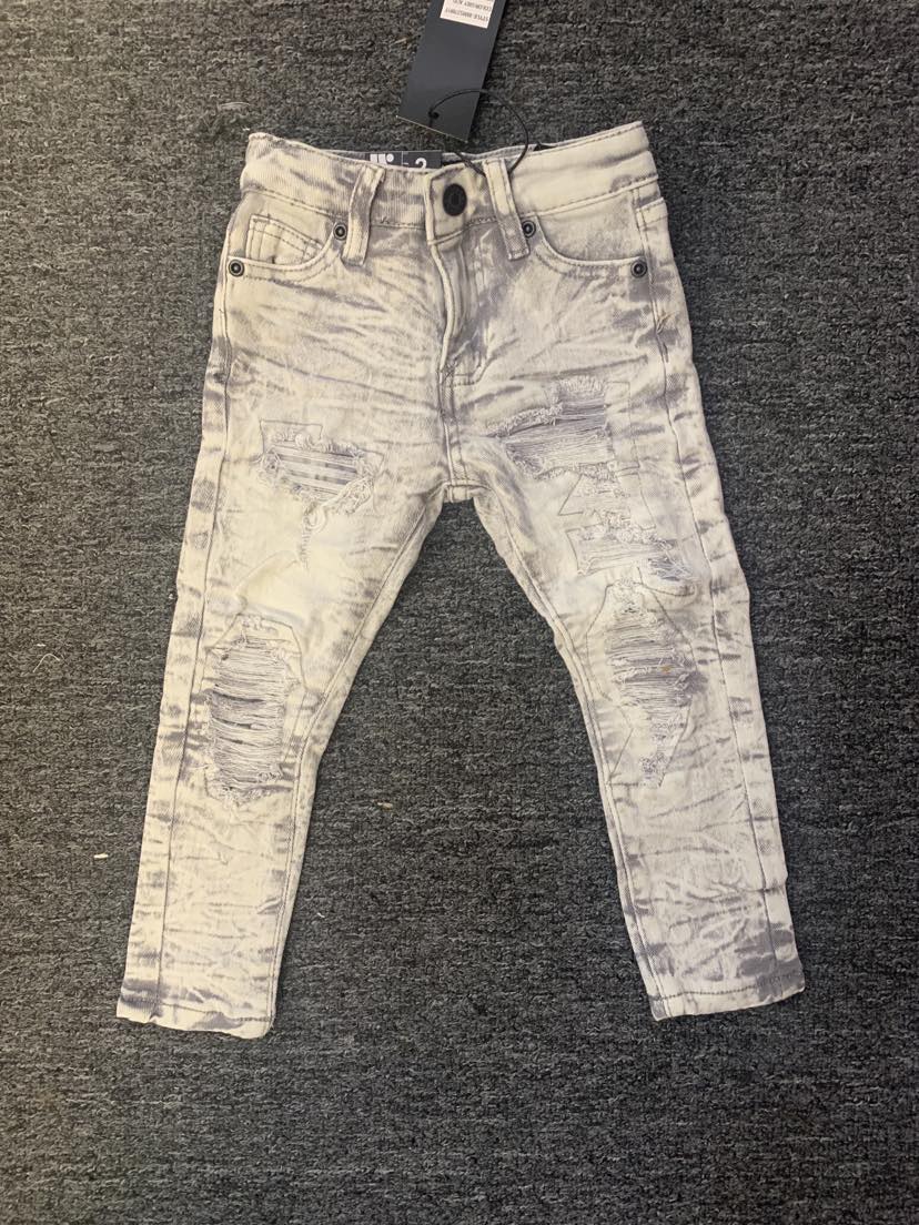 LITTLE KIDS GRAY ACID DAMAGED JEANS