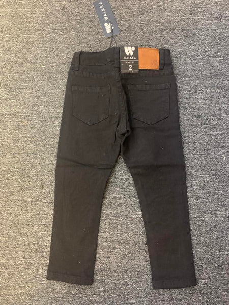 LITTLE KIDS BLACK DESTROYED TWILL PANTS