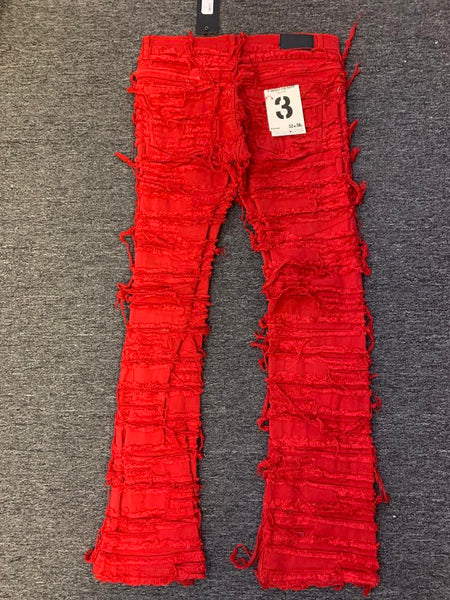 Kids Red Ultimate Frayed Stacked Jeans (Jeans Only)