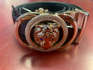 MEN BLACK DOUBLE LOOP TIGER BELTS