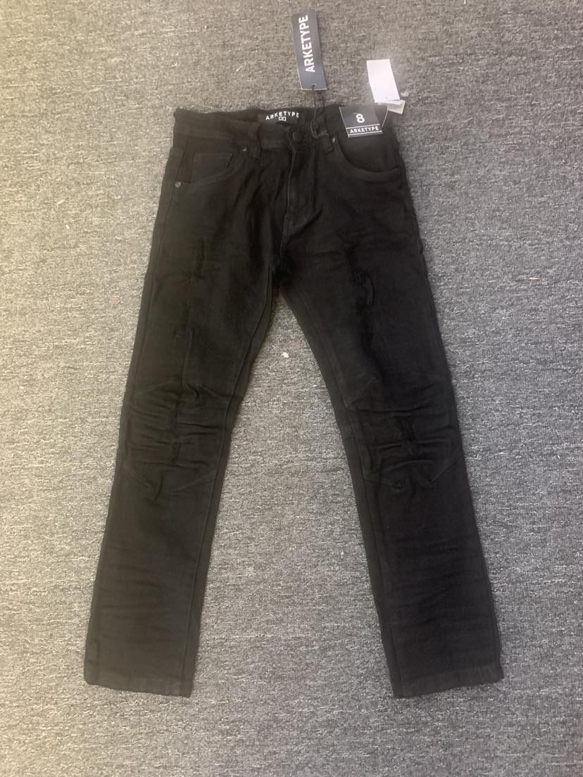 Kid's Jet Black Double Whisker Jeans