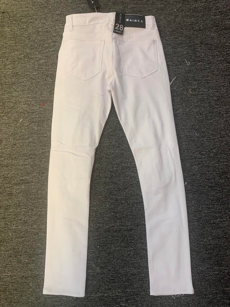 Men White Padded Destroyed Pants