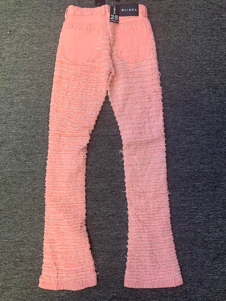 Men Pink Super Destroyed Stack Jeans