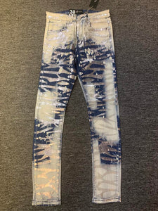 Men Blue/ Silver Stripped Tie Die Jeans