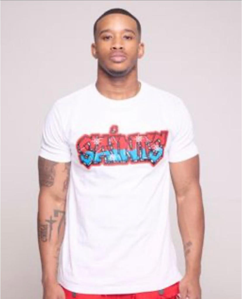 LITTLE KID'S RED/ BLUE GRAFFITI SAINTS S/SLV TEE