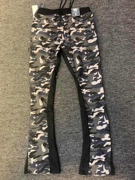 Men Black Camo Jogger Stack Pants