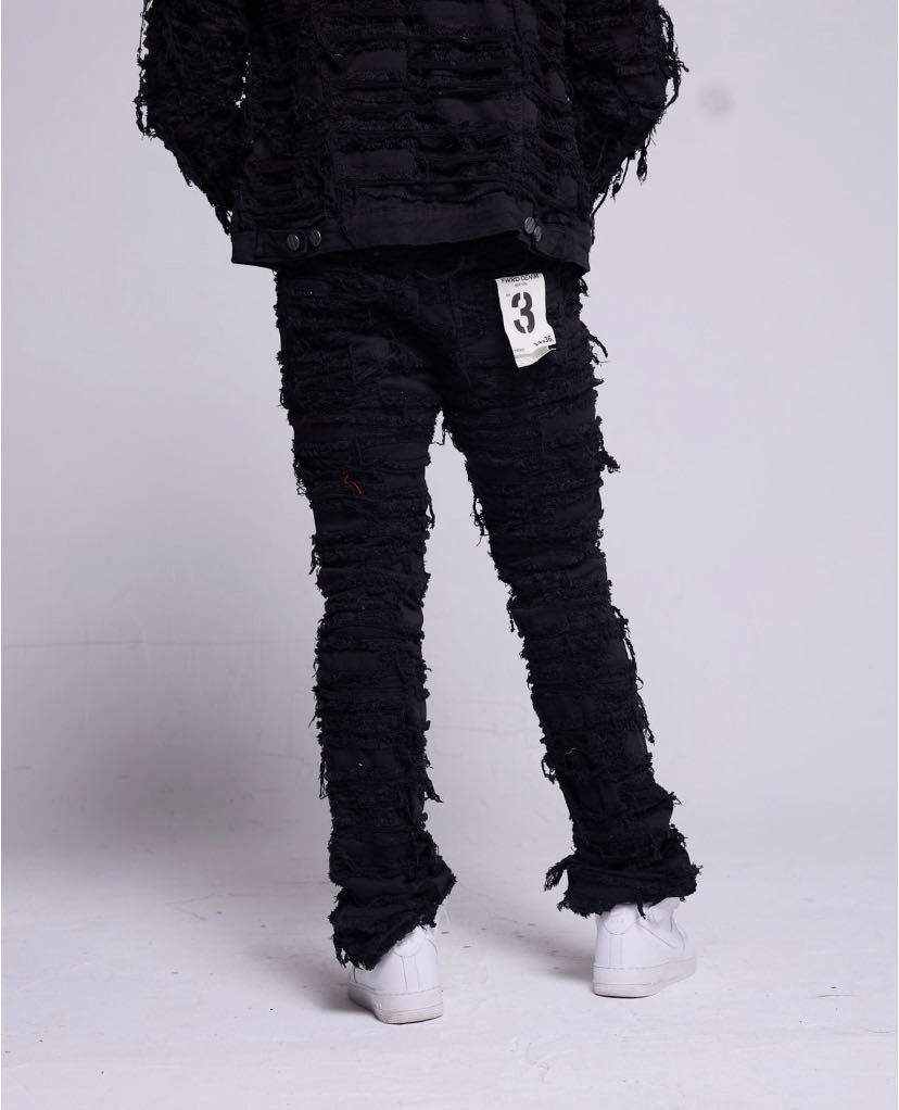 Men's Black Ultimate Frayed Stacked Jeans (jeans Only)