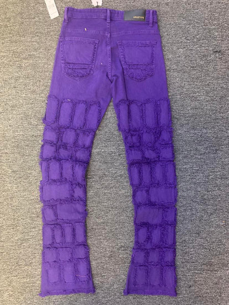 Men Purple (Adam) Allover Block Stacked Twill Pants