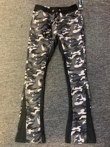 Men Black Camo Jogger Stack Pants