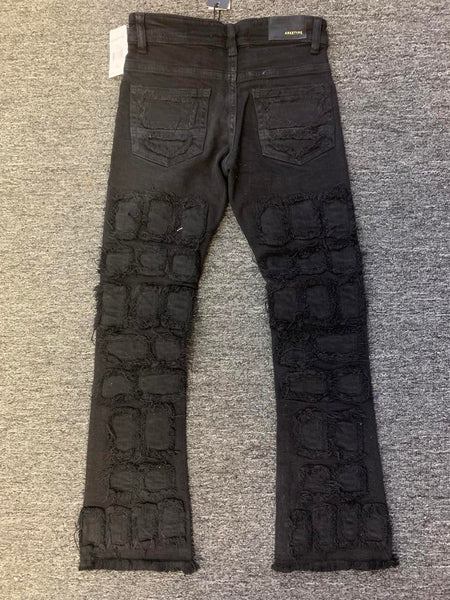 Kids Black (Adam) Allover Block Stacked Twill Pants