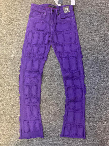 Men Purple (Adam) Allover Block Stacked Twill Pants