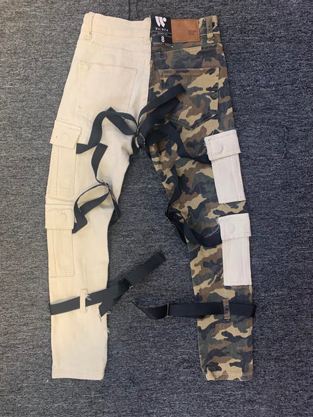 Kids Cargo Strap Camo/ Bone Twill Pants