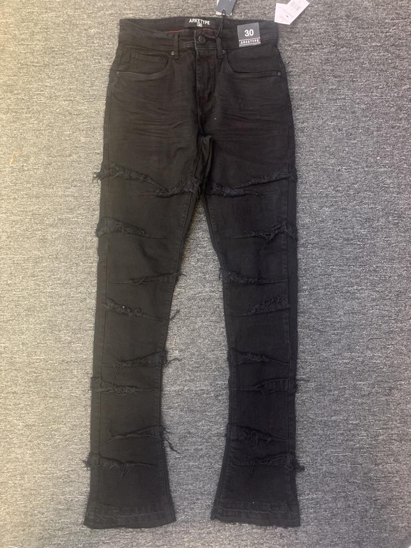 Men Jet Black Rockies Stacked Jeans