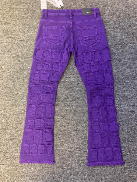 Kids Purple (Adam) Allover Block Stacked Twill Pants