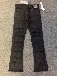 Kids Black (Adam) Allover Block Stacked Twill Pants