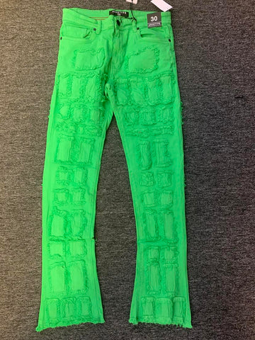 Men Green (Adam) Allover Block Stacked Twill Pants