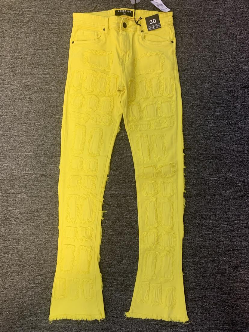 Men Yellow (Adam) Allover Block Stacked Twill Pants