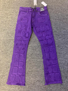 Kids Purple (Adam) Allover Block Stacked Twill Pants