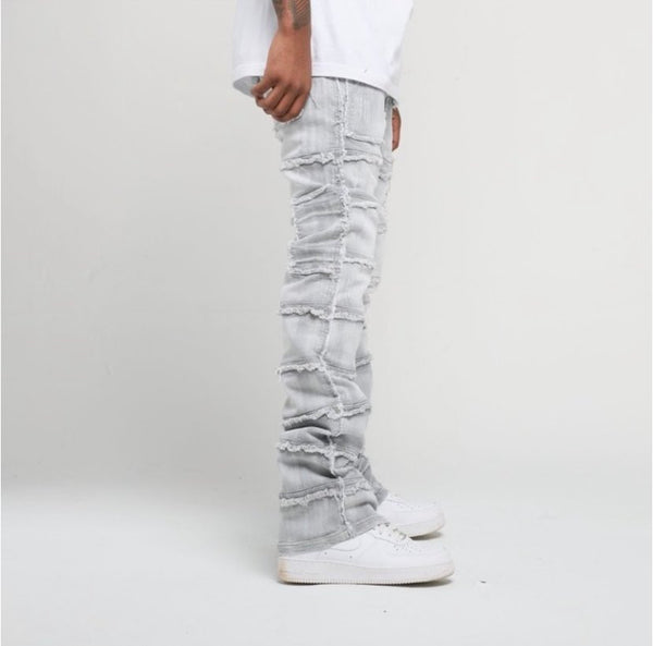 Little Kid's Grey Patchwork True Stacked Denim Jean