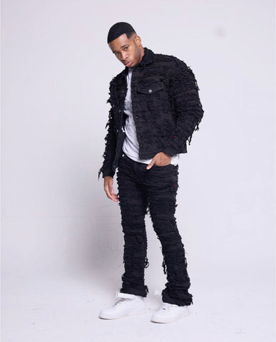 Men's Black Ultimate Frayed Stacked Jacket (jacket Only)