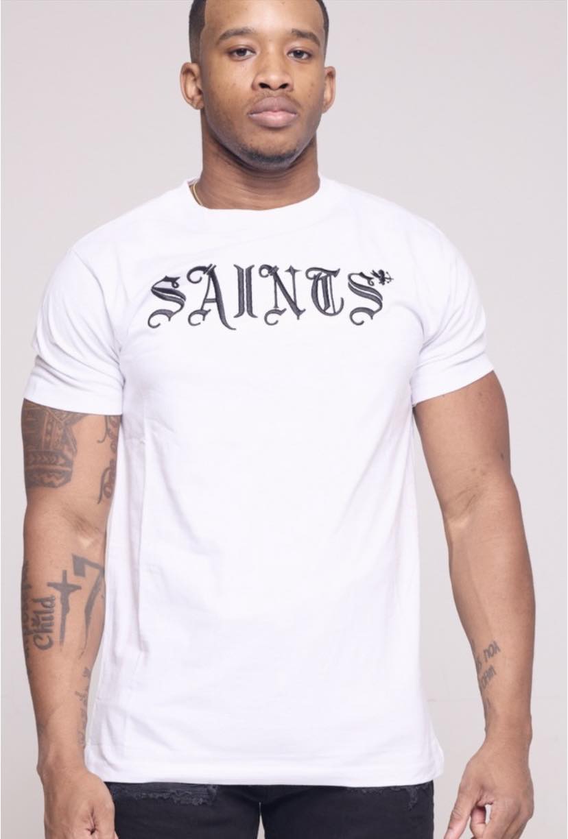 Little Kids White/ Black Embroidery Saints & Sinner