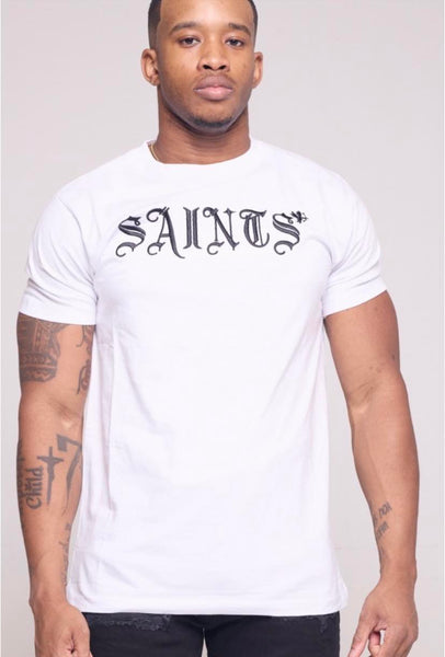 Kids White/ Black Embroidery Saints & Sinner