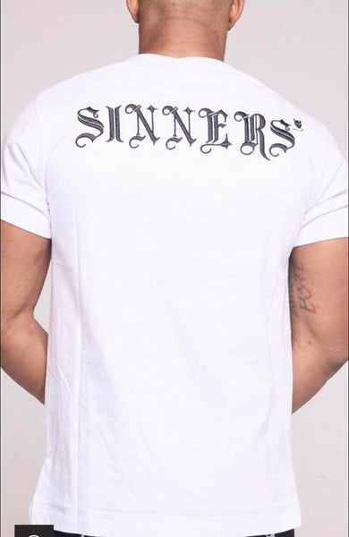 Kids White/ Black Embroidery Saints & Sinner