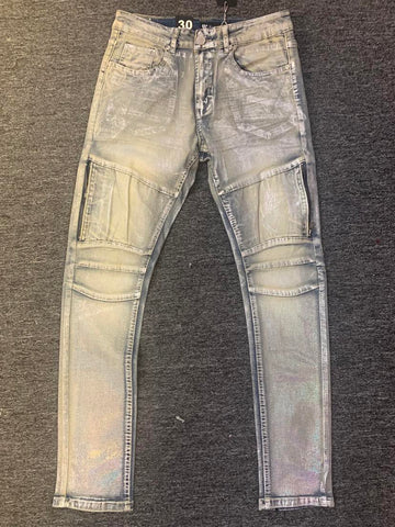 Men Slim Fit Shinny Vintage Wash Pants