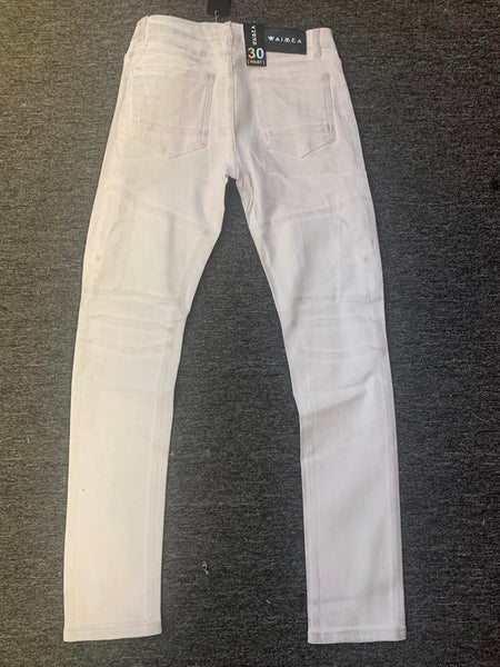 Men Slim Fit Shinny White Pants