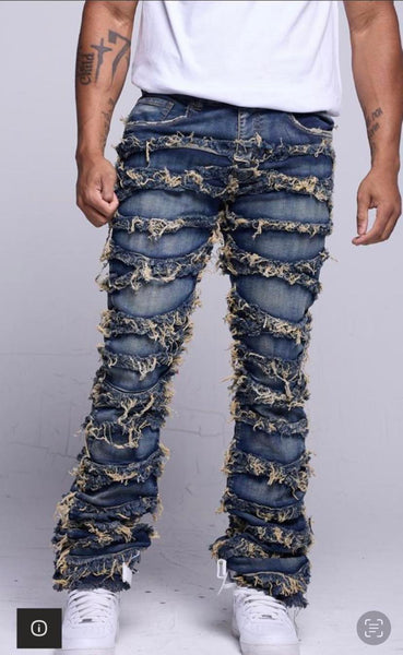 Kids LT Tint STACKED SLASH & FRAY DENIM JEANS