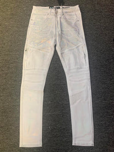 Men Slim Fit Shinny White Pants