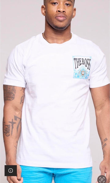 Kids White/ Blue The Boss T-shirt