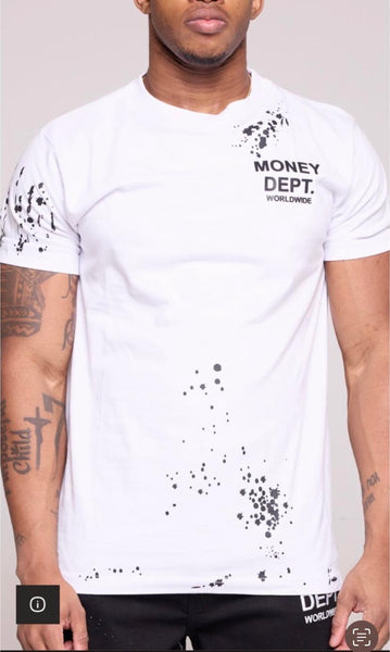 Little Kids White Painted Money Dept T-shirt