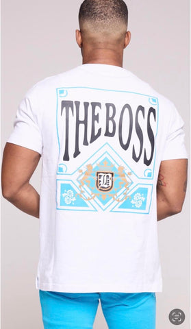 Kids White/ Blue The Boss T-shirt