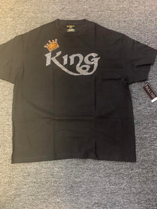 Men Plus Size Black Rhinestone Crown King Tee