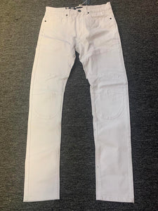 Men White Knee Patch Jeans