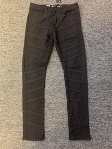 Men Jet Black Skinny Fit Diagonally Strip Pants