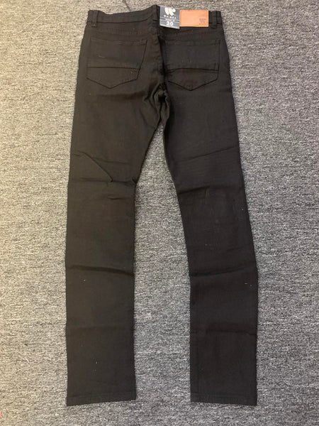 Men Jet Black Damaged Motorbike Style pants