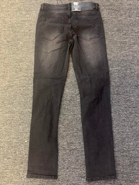 Men Black Wash Black Color backing destroyed Jeans