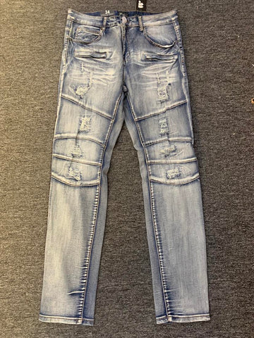 Men Vintage Wash damaged Knee Jeans